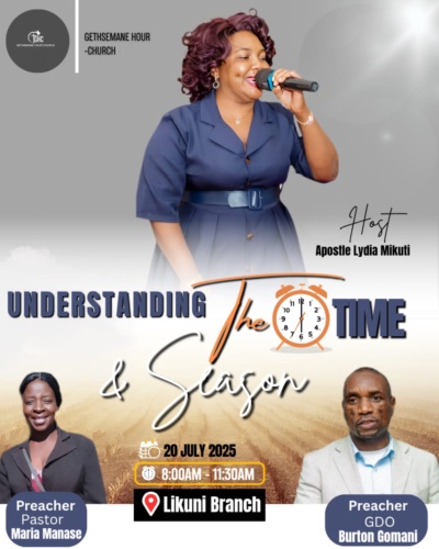 You are invited to attend our Church program tomorrow on 20 July 2025 at Gethse-mane Church,in likuni